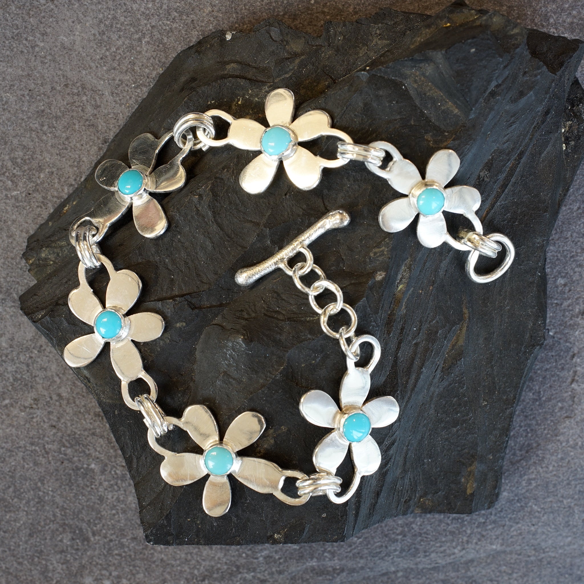 Daisy Chain Sterling silver & turquoise bracelet from Angela Kelly Jewellery Enniskillen Fermanagh