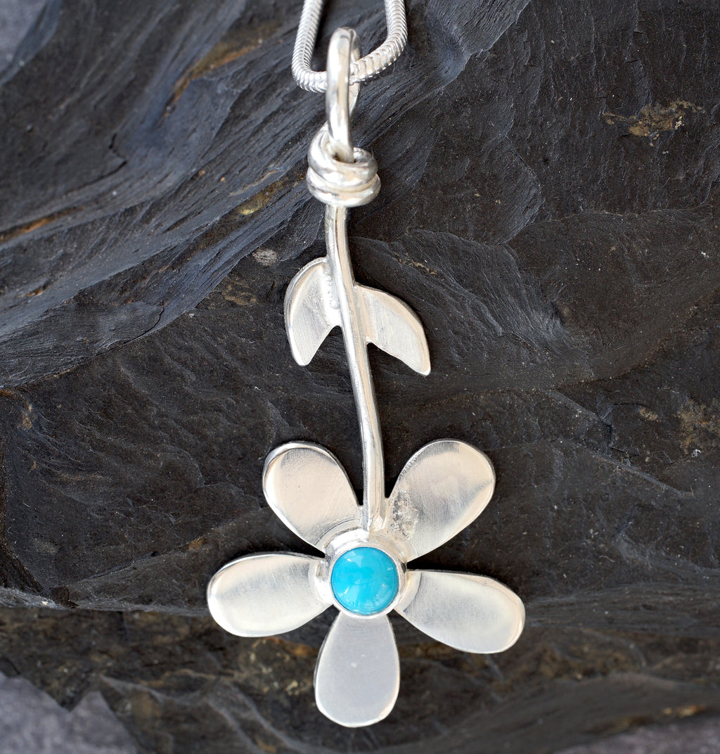 Daisy Chain sterling silver & turquoise pendant with stem (large) from Angela Kelly Jewellery Enniskillen Fermanagh