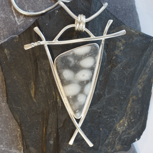 FM21P Fermanagh Marbled Coral Triangle set in Sterling Silver Pendant from Angela Kelly Jewellery Enniskillen Fermanagh
