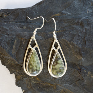 Connemara Marble & sterling Silver Tear drop earrings from Angela Kelly Jewellery Enniskillen Fermanagh