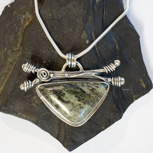 Connemara Marble & Sterling Silver Celtic Twist Pendant from Angela Kelly Jewellery Enniskillen Fermanagh