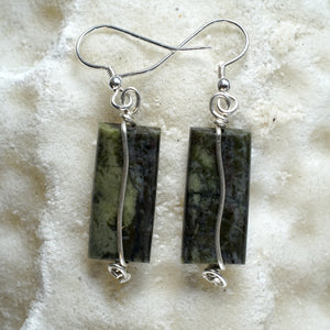 Connemara Marble & Sterling Silver rectangle earrings from Angela Kelly Jewellery Enniskillen Fermanagh