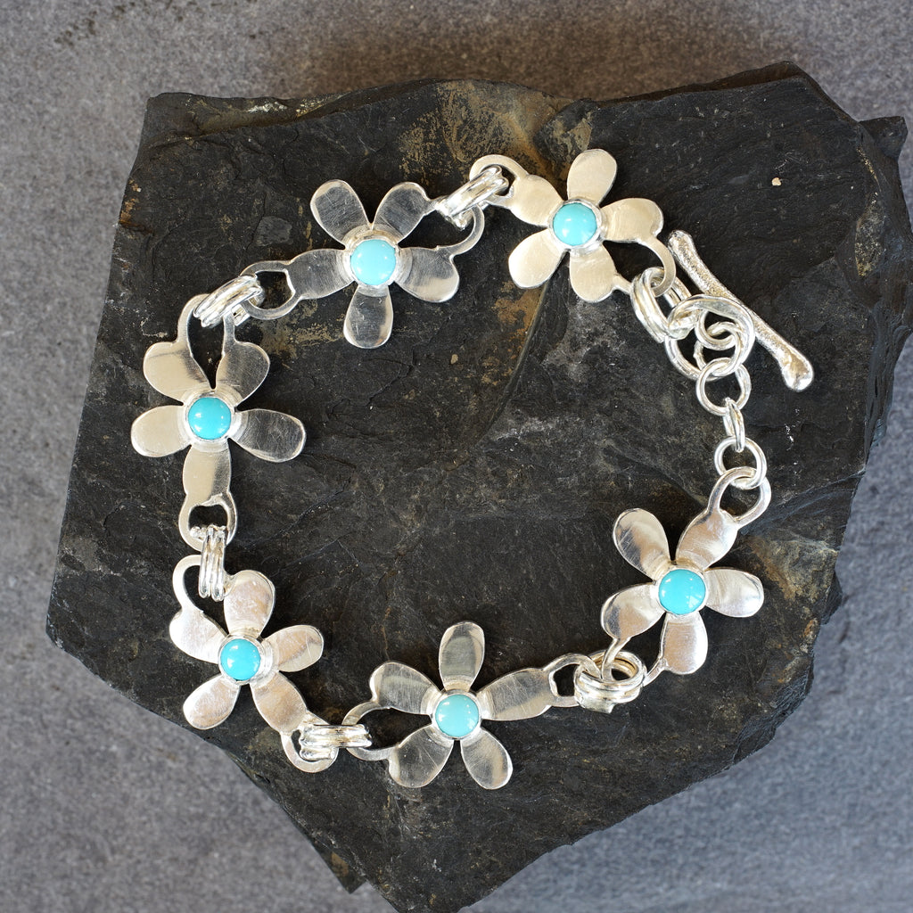 Daisy Chain Sterling silver & turquoise bracelet from Angela Kelly Jewellery Enniskillen Fermanagh