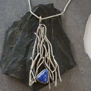 MV03P Making Waves Pendant in Sterling Silver with Lapis Lazuli