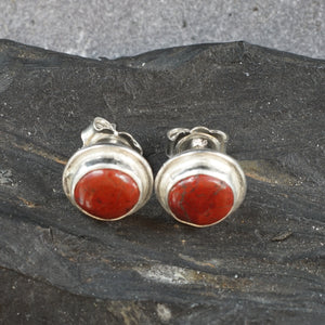 RJ01SE Red Jasper & sterling silver stud earrings from Angela Kelly Jewellery Enniskillen Fermanagh