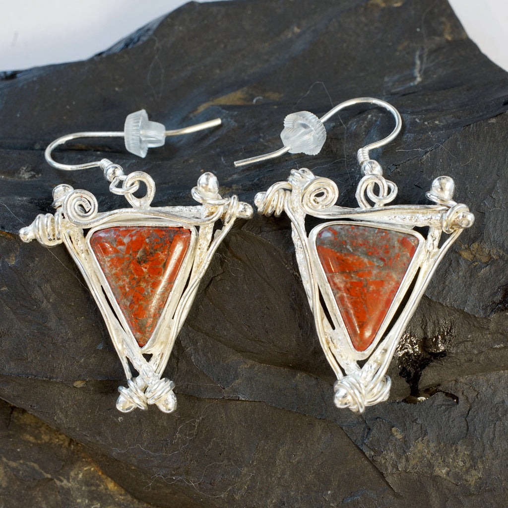 RJ02E Red Jasper & sterling silver Celtic Twist Earrings from Angela Kelly Jewellery Enniskillen Fermanagh
