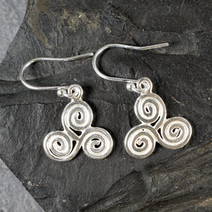 Sterling Silver Celtic triskle drop earrings from Angela Kelly Jewellery Enniskillen Fermanagh