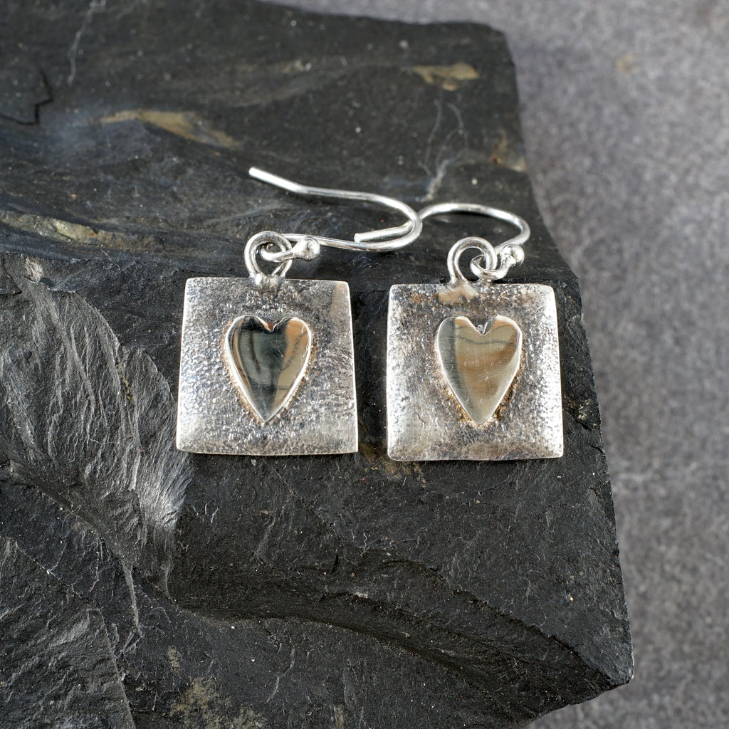 SH01E Silver Heart drop earrings from Angela Kelly Jewellery Enniskillen Fermanagh