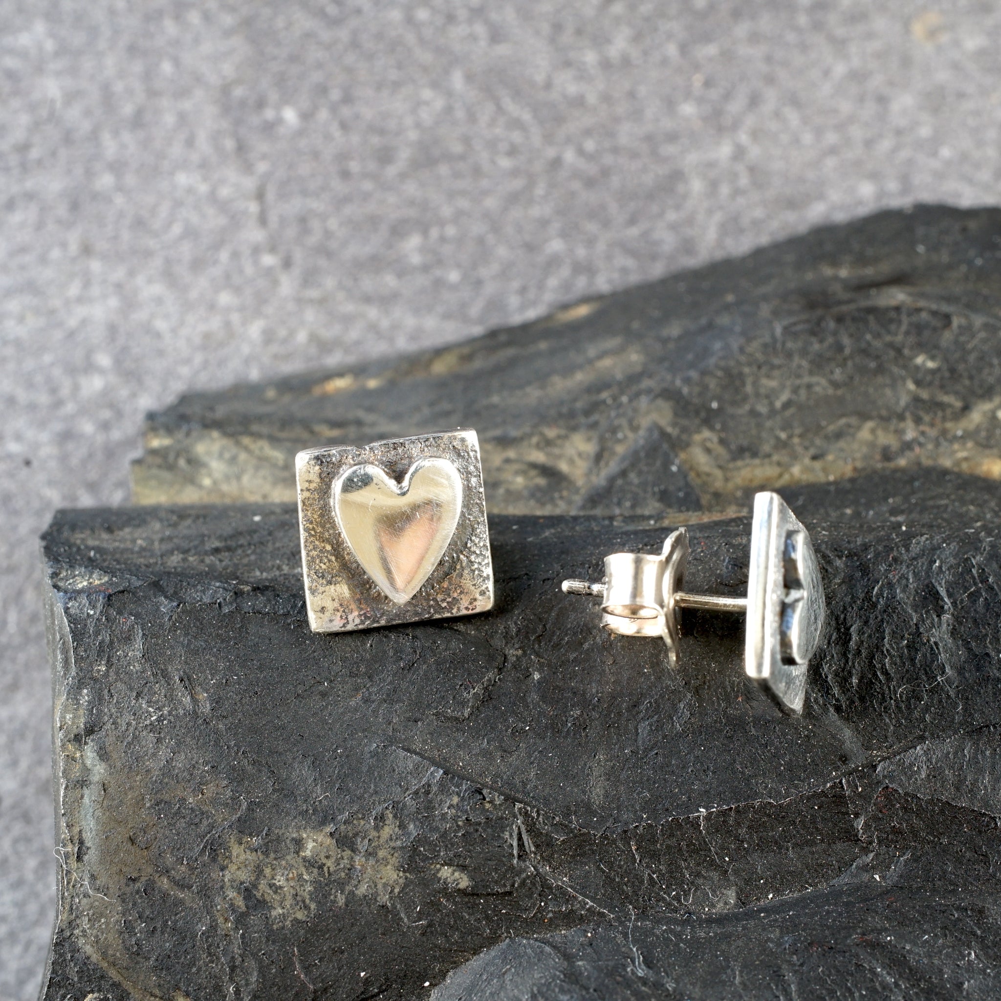 SH01SE Silver Heart Stud Earrings from Angela Kelly Jewellery Enniskillen Fermanagh